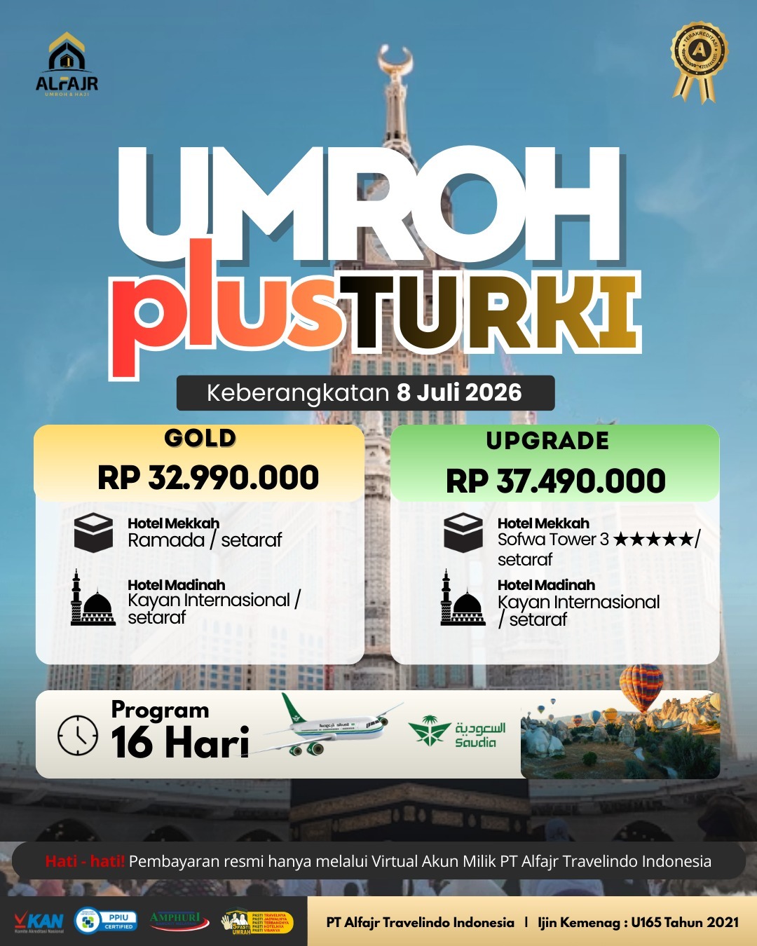 Umroh 16 H Juli 2026 Plus Turki Official Pusat Solo Alfajr Umroh Purworejo Haji Khusus Kebumen Magelang Wonosobo