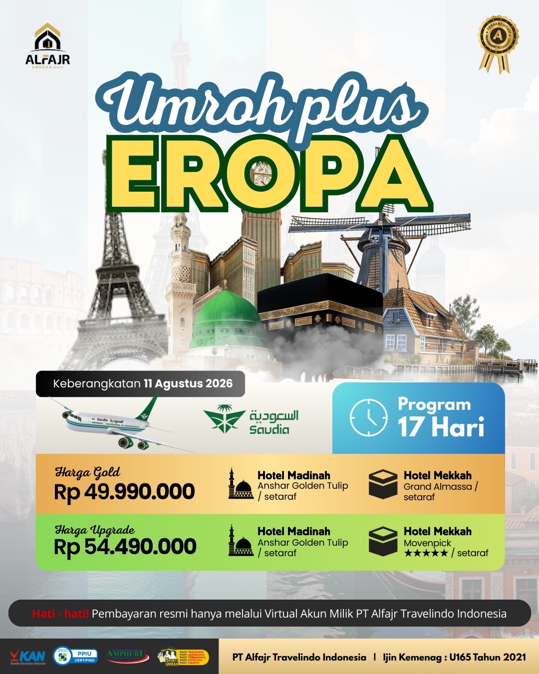 Umroh 17 H Agustus 2026 Plus Eropa Official Pusat Solo Alfajr Umroh Purworejo Haji Khusus Kebumen Magelang Wonosobo