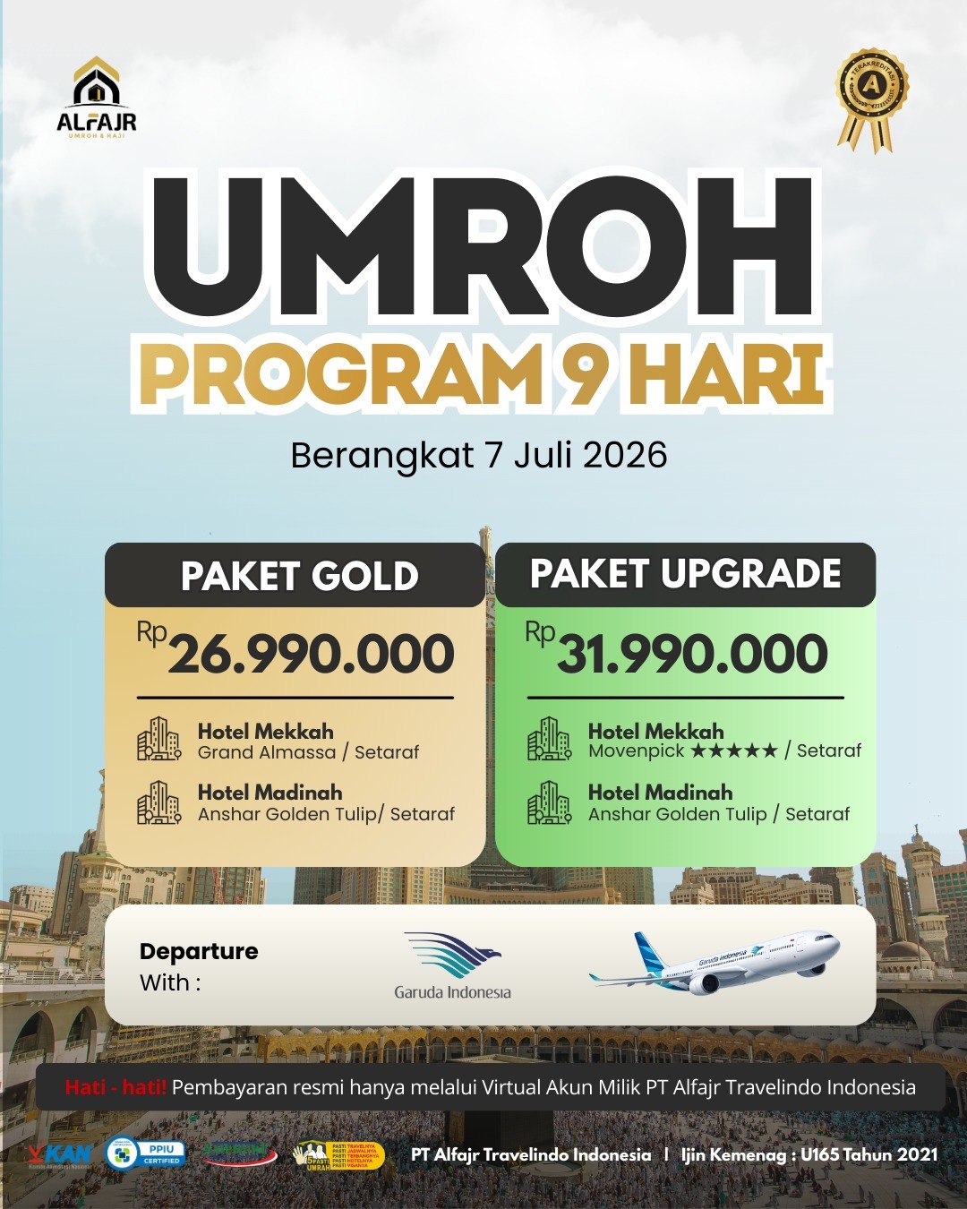 Umroh 9 H 7 Juli 2026 Garuda Official Pusat Solo Alfajr Umroh Purworejo Haji Khusus Kebumen Magelang Wonosobo