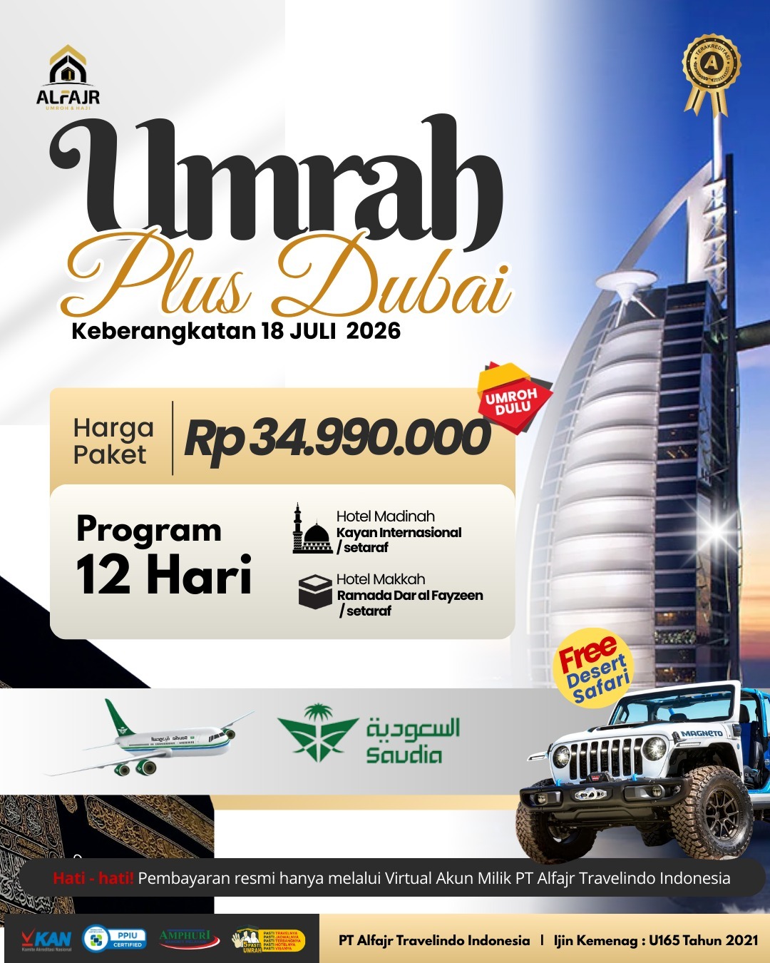 Umroh 12 H Plus Dubai Juli 2026 Saudia Official Pusat Solo Alfajr Umroh Purworejo Haji Khusus Kebumen Magelang Wonosobo Temanggung