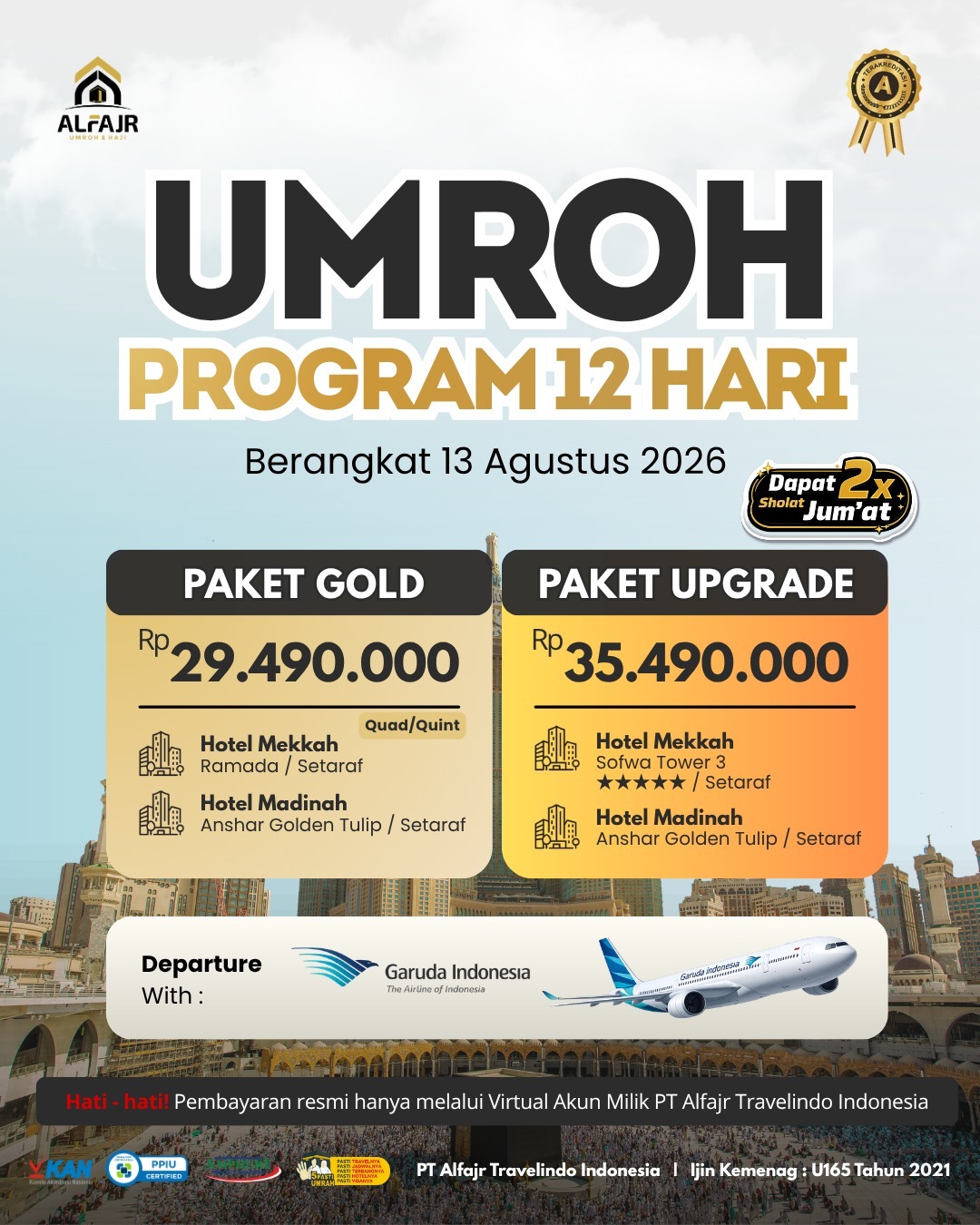 Umroh 12 H Garuda Official Pusat Solo Alfajr Umroh Purworejo Haji Khusus Kebumen Magelang Wonosobo Temanggung Yogya Kulonprogo Agustus 2026